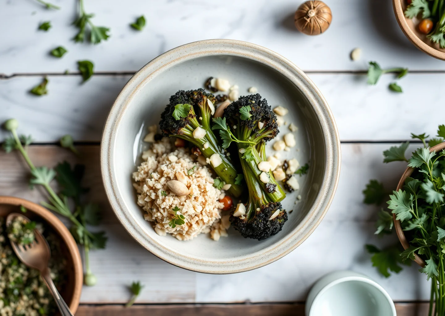Charred Broccoli with Almond Crumble