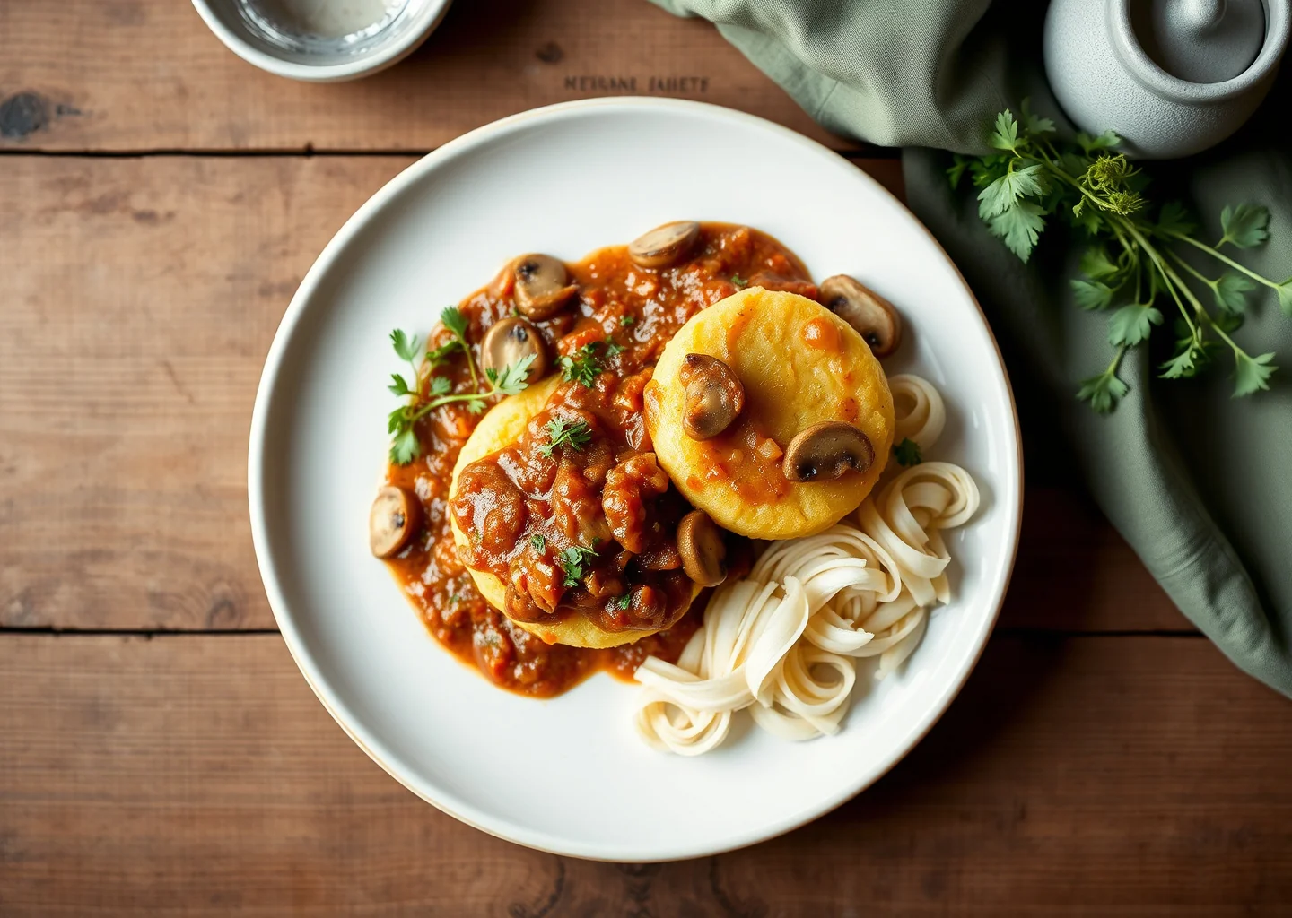 Polenta Cakes with Mushroom Ragu