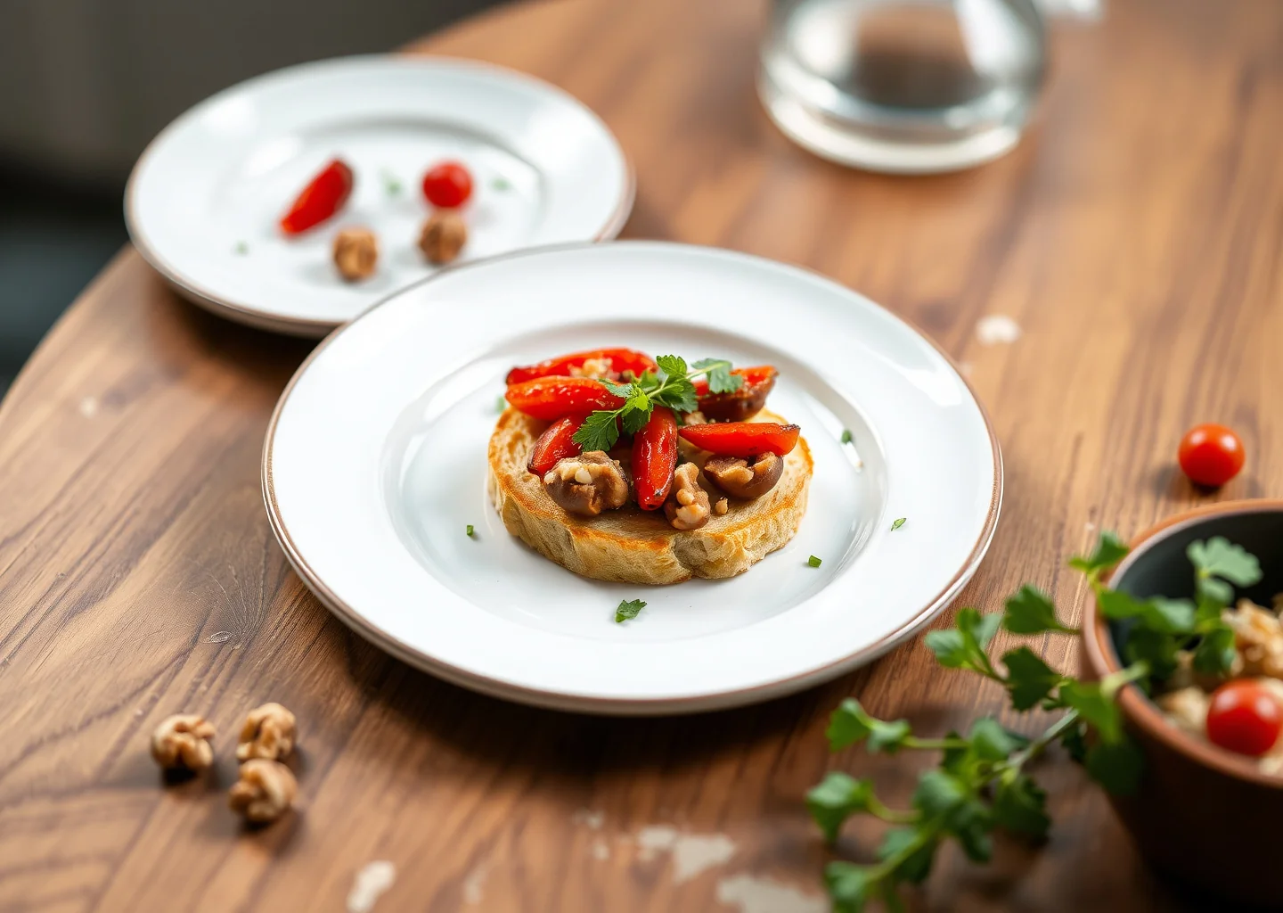 Roasted Pepper and Walnut Crostini
