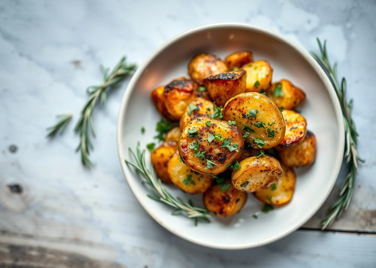 Smashed Crispy Potatoes with Rosemary