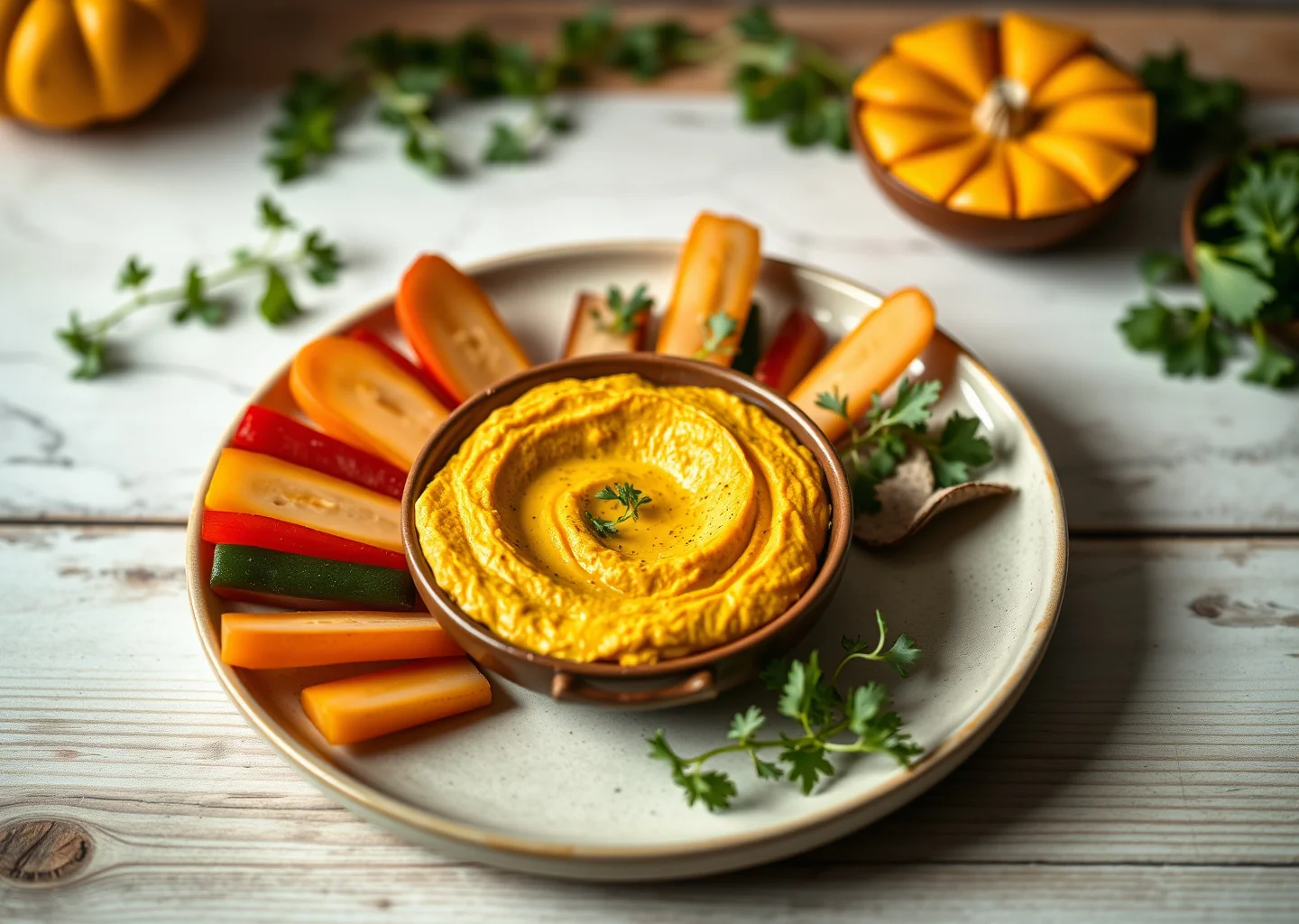 Pumpkin Hummus with Crudités
