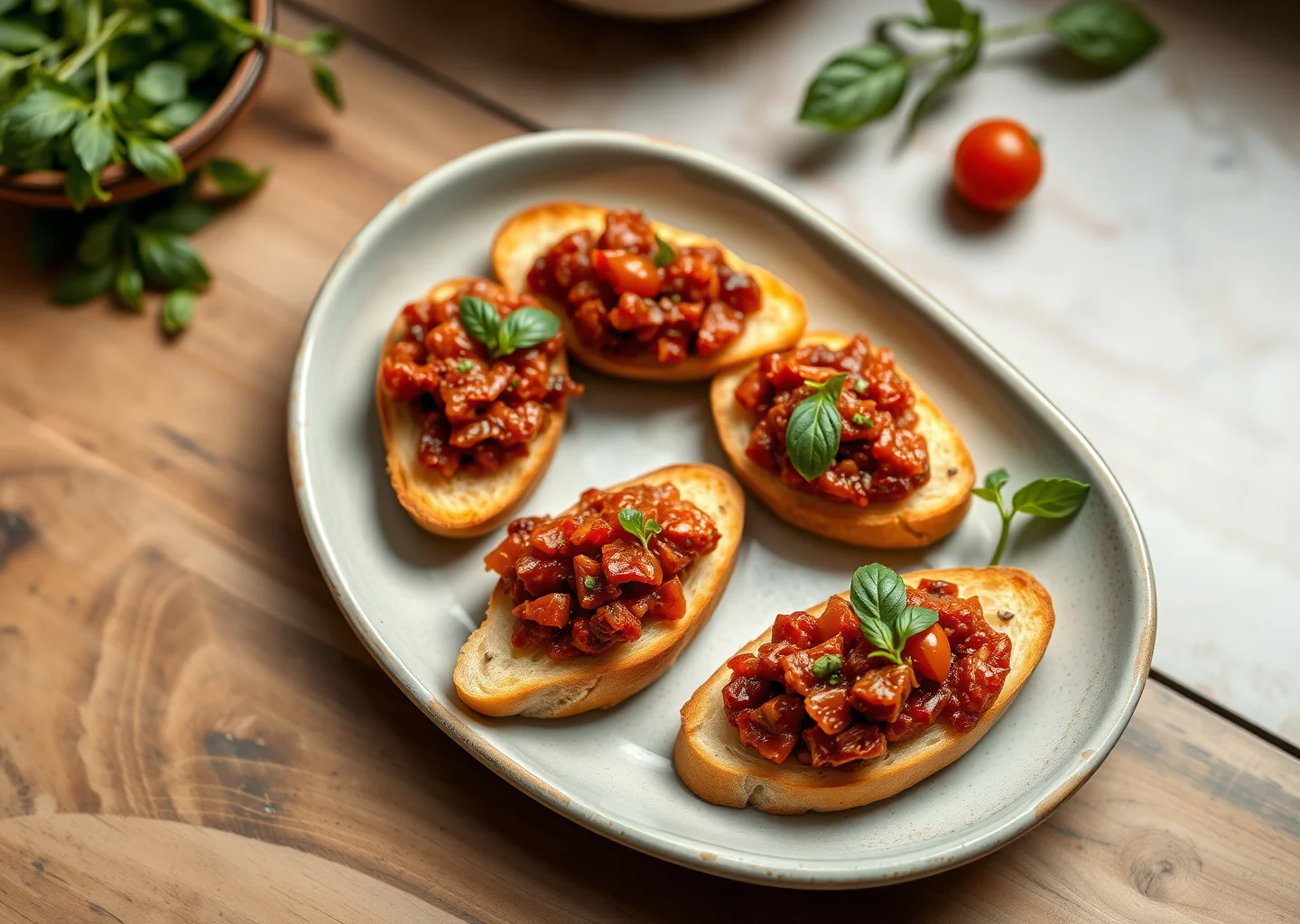 Sun-Dried Tomato Tapenade Toasts