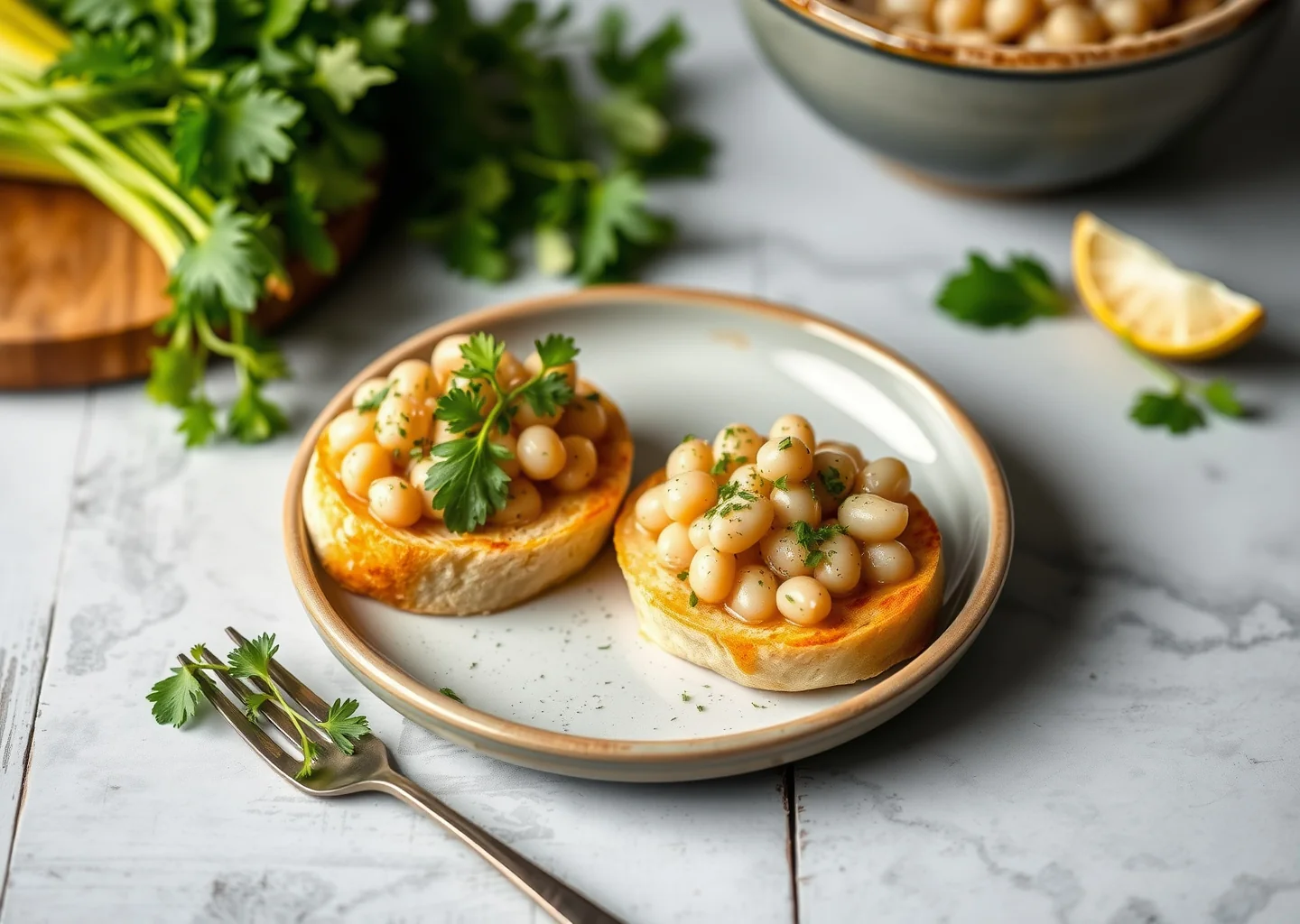 Garlicky White Bean Bruschetta