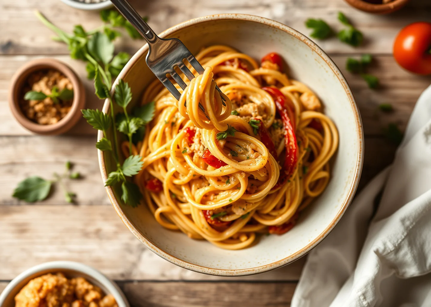 Roasted Pepper Cream Linguine