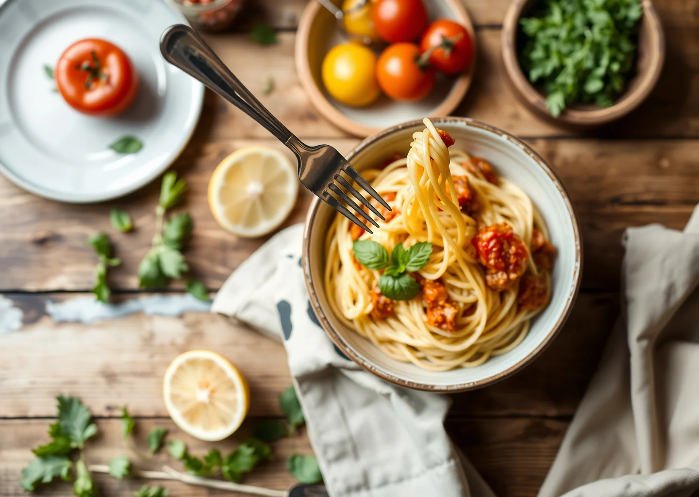 Lemony Tomato Spaghetti