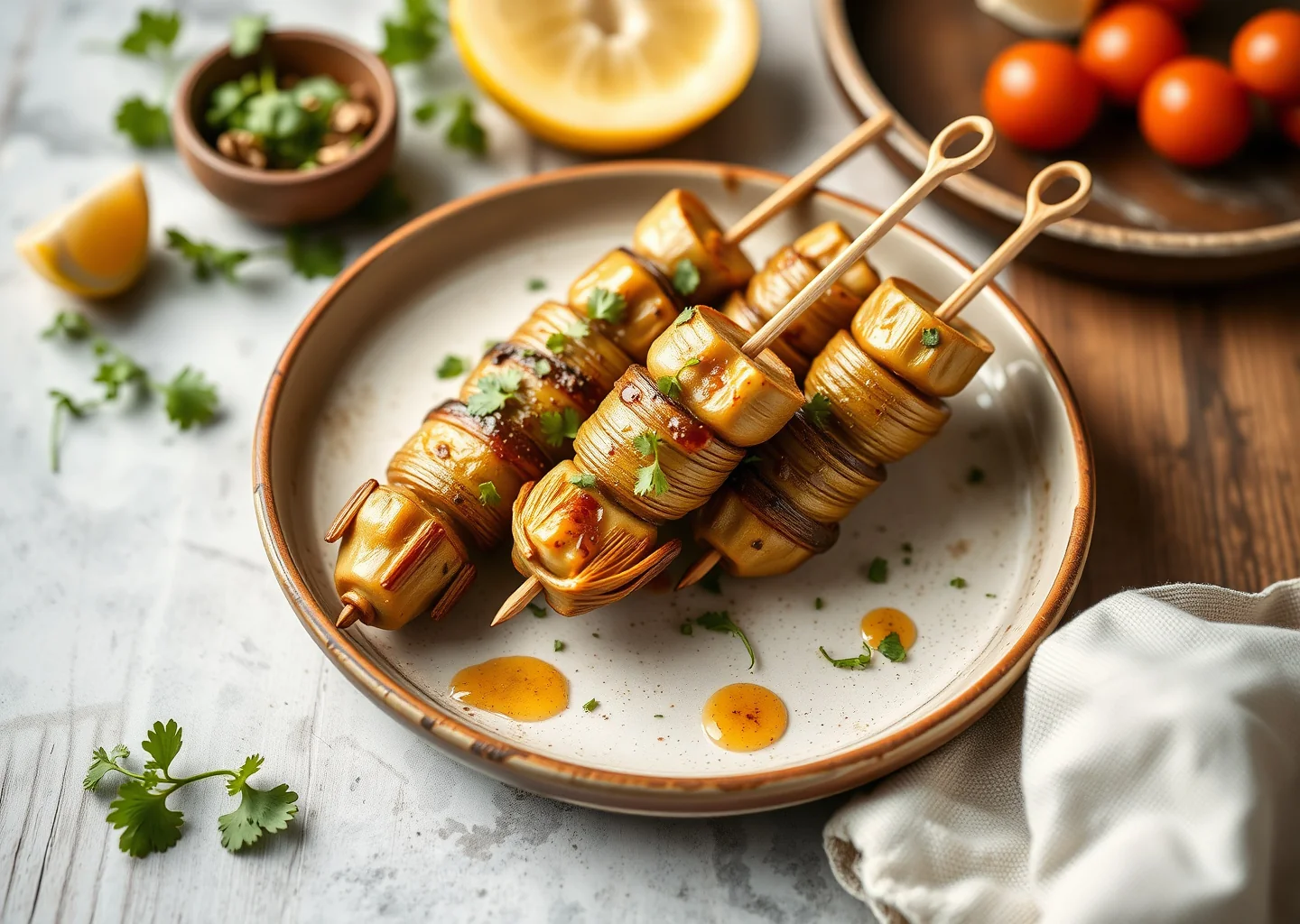 Marinated Artichoke Skewers
