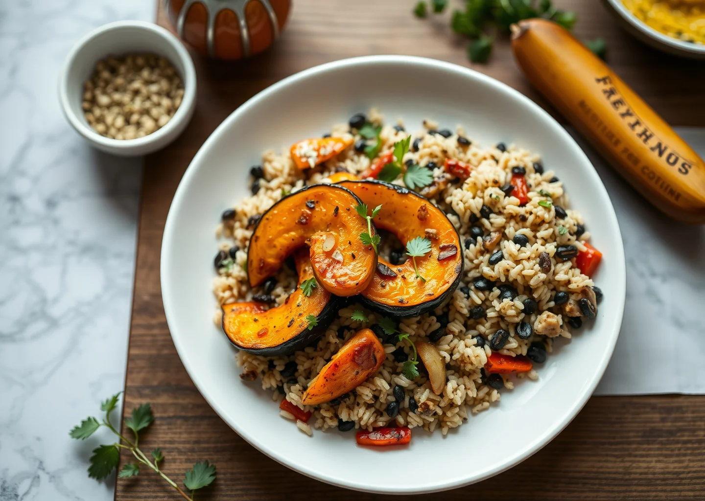 Roasted Squash with Wild Rice