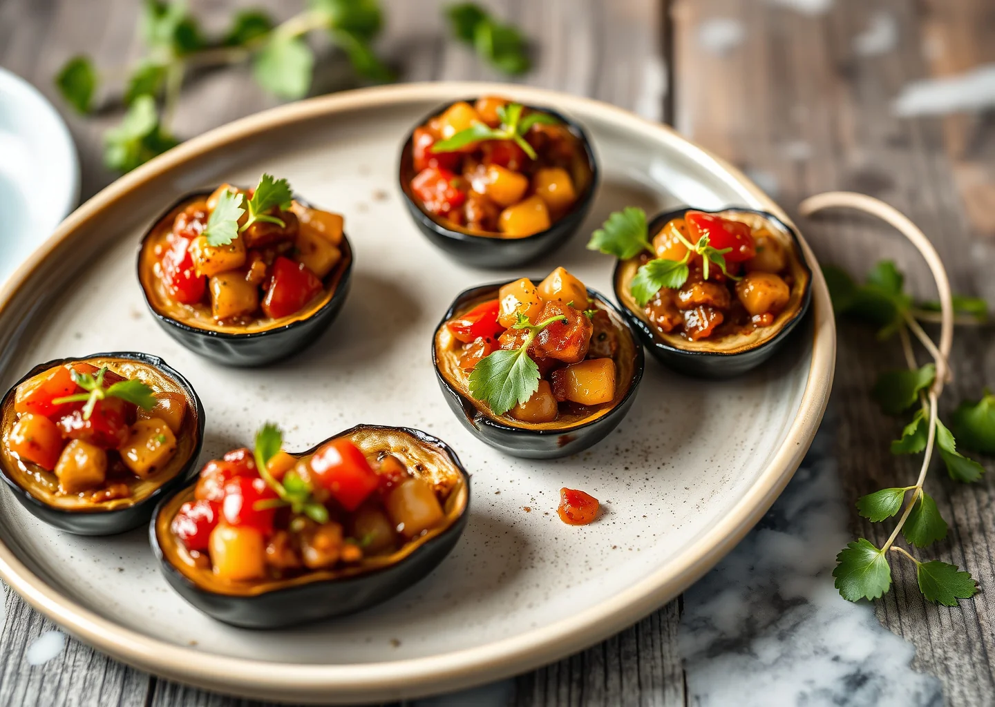 Smoky Eggplant Caponata Bites