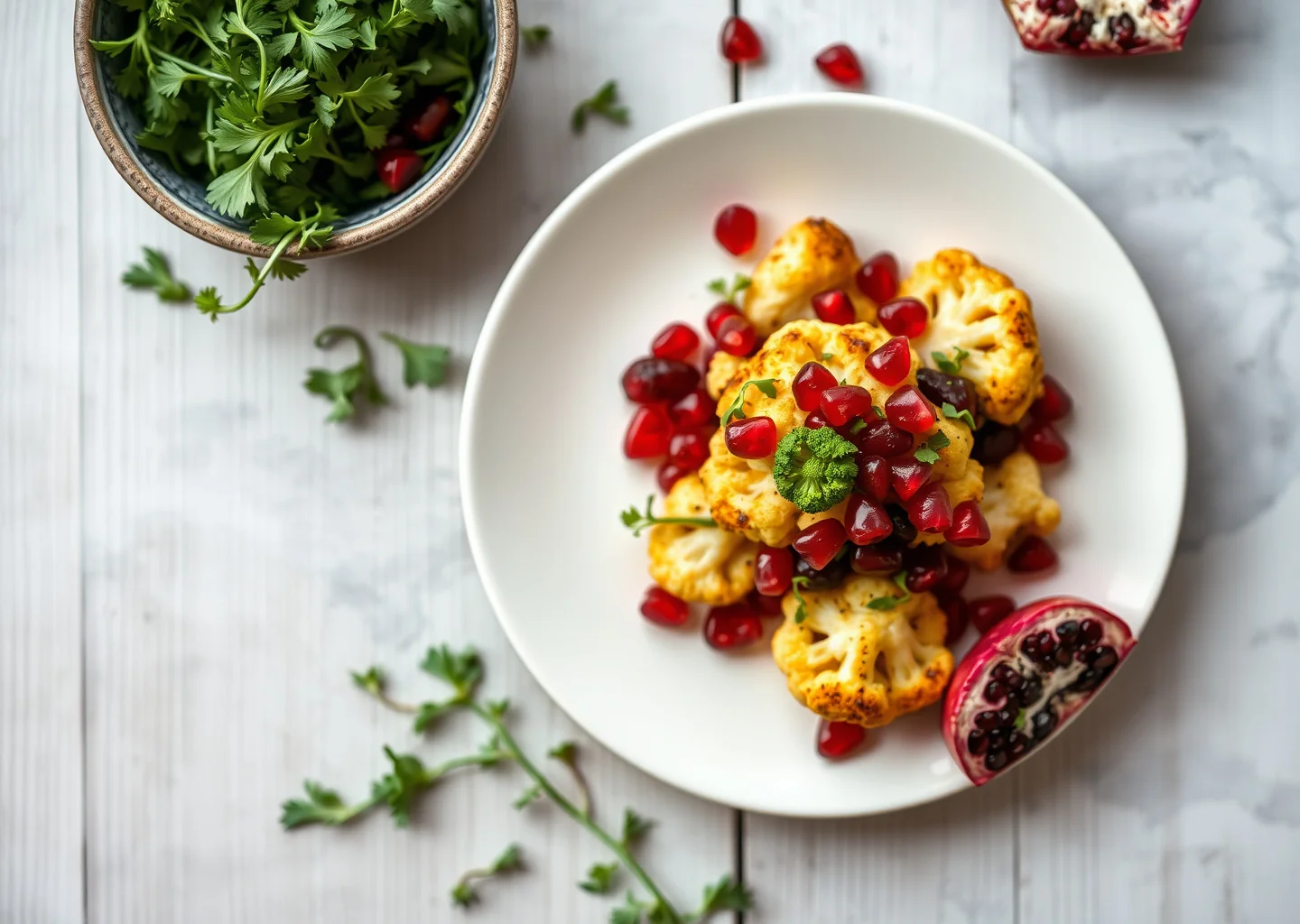 Roasted Cauliflower with Pomegranate