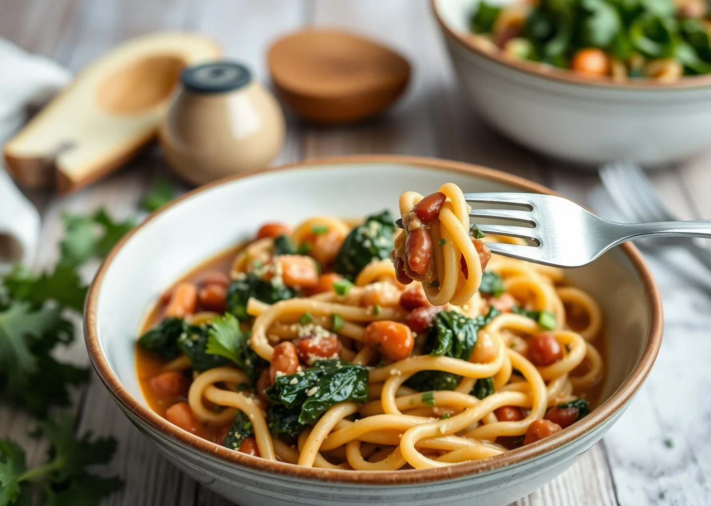 Smoky Bean and Kale Pasta Stew