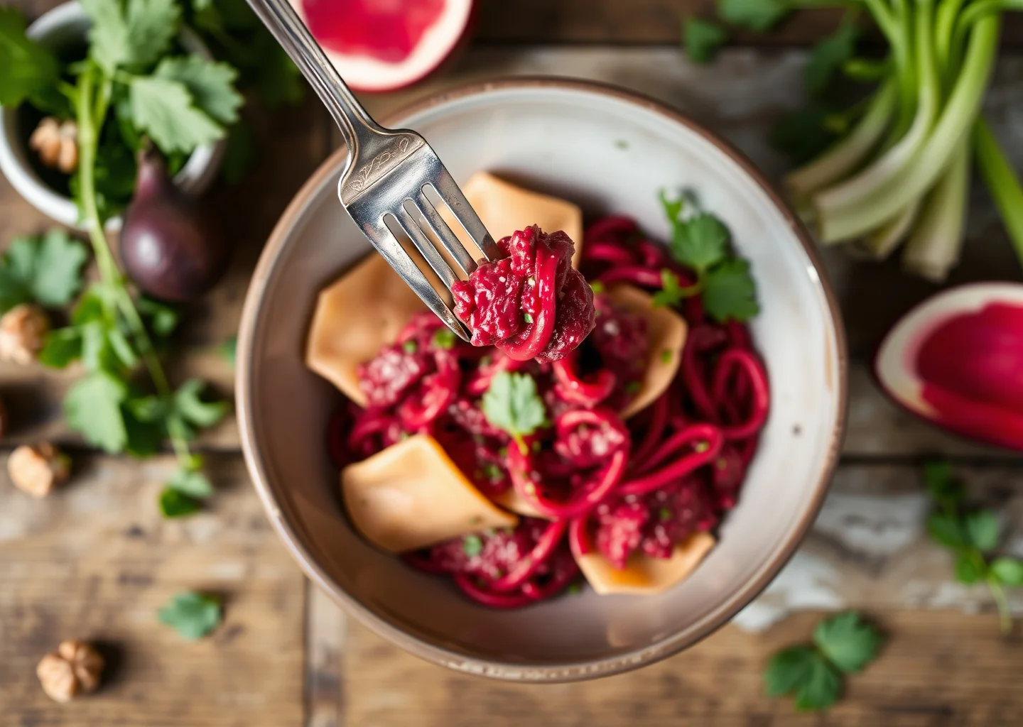 Beetroot and Walnut Ravioli